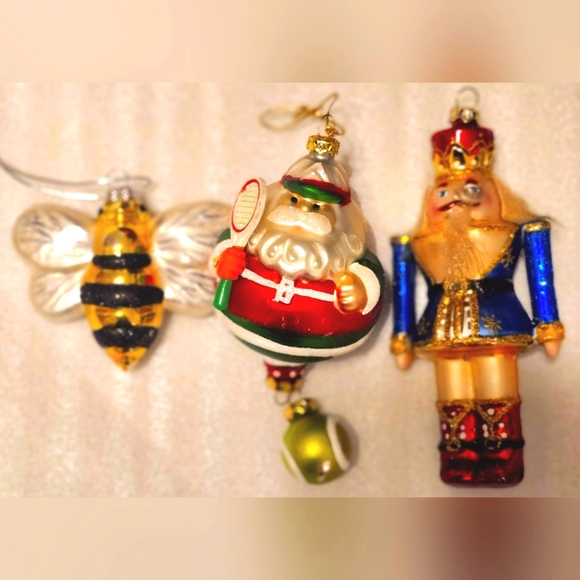 3 Blown Glass Christmas Tree Ornaments - Picture 2 of 11